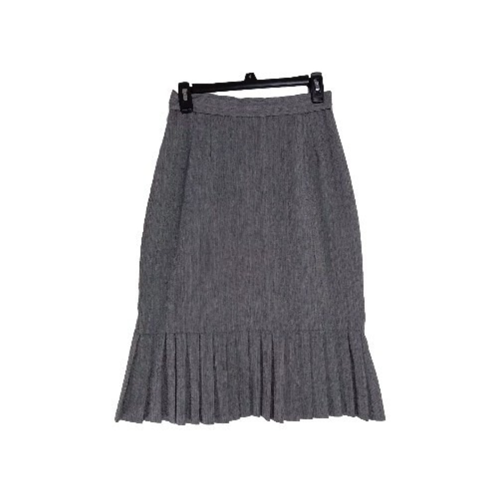 Michele Size 10 Skirt Button Zipper Back Pleated‎ Hem Gray Pencil VTG